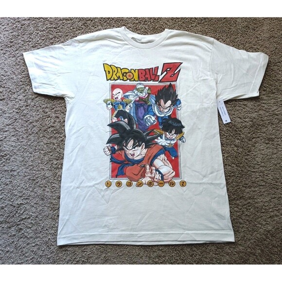 Dragon Ball Z T-Shirt Men's Large Beige Short Sleeve - Picture 1 of 6